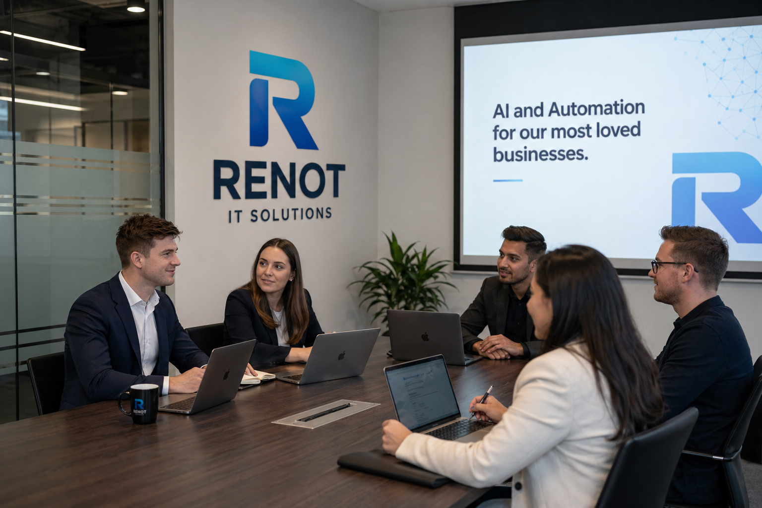 Renot IT Solutions team discussing AI and automation strategy
